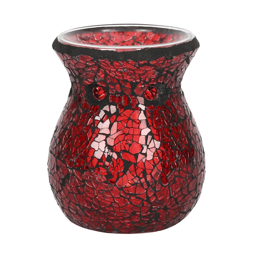 Small Red Crackle Glass Oil Burner1