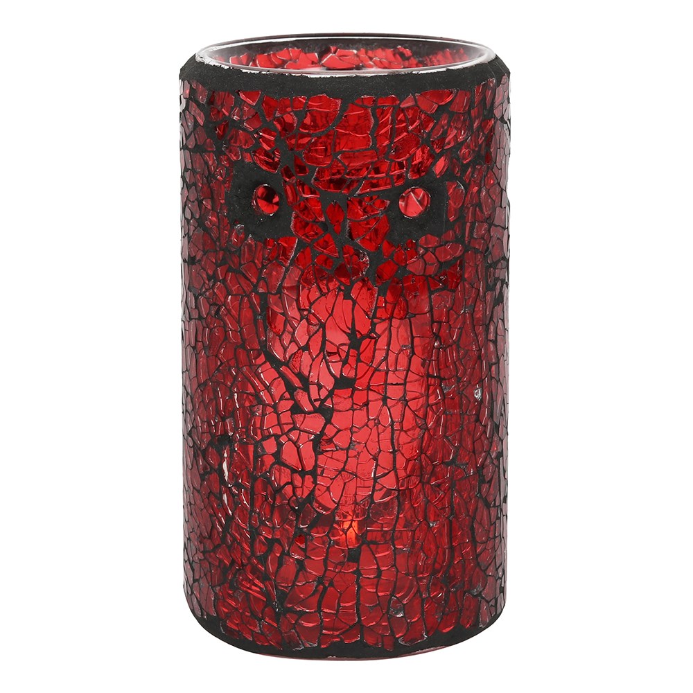 Red Pillar Crackle Glass Oil Burner1