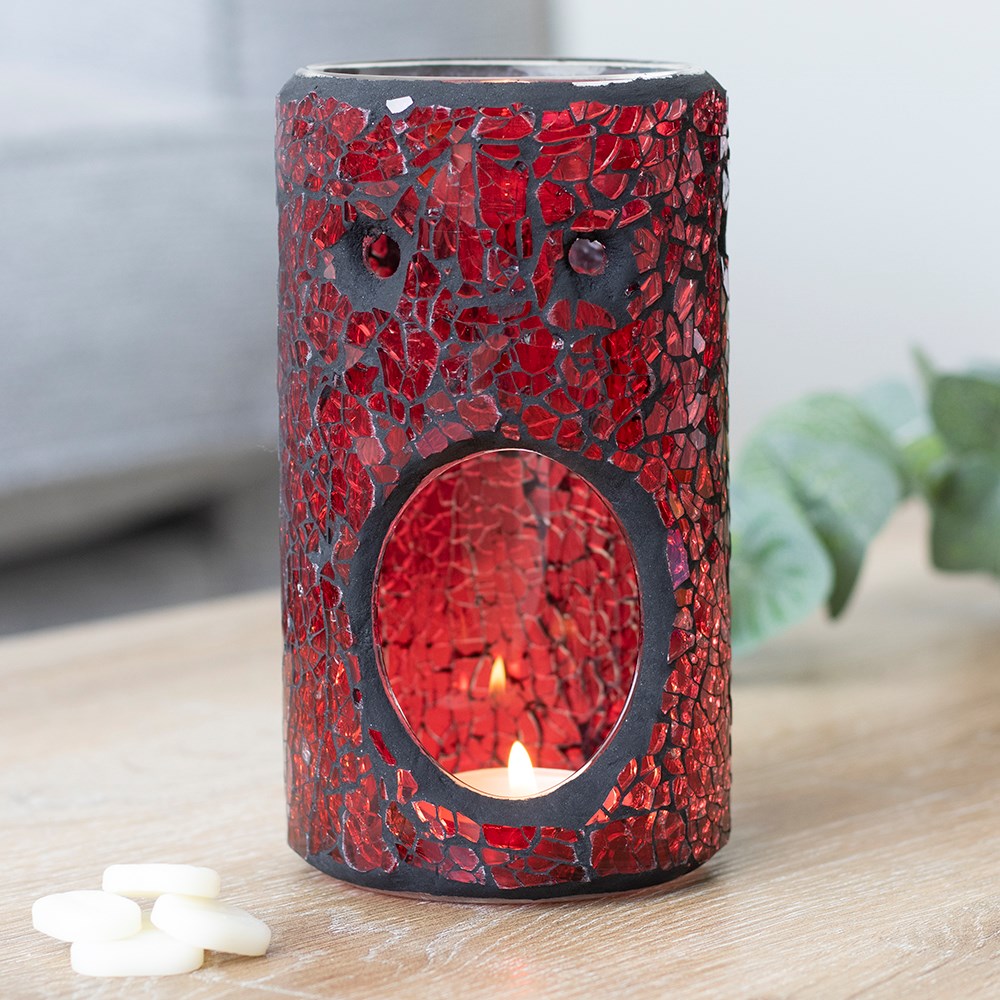 Red Pillar Crackle Glass Oil Burner3