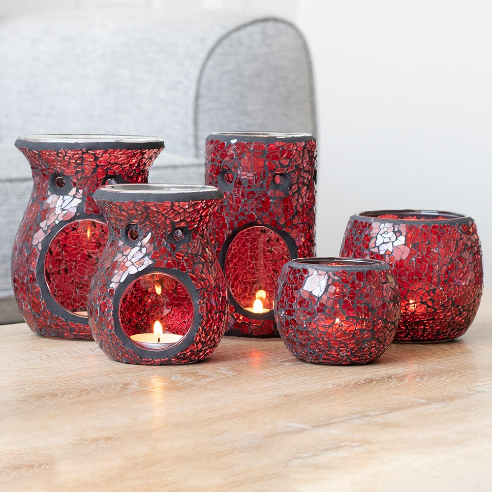 Red Pillar Crackle Glass Oil Burner4
