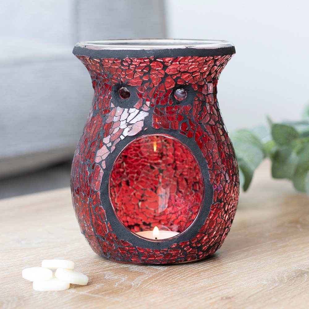 Large Red Crackle Glass Oil Burner3