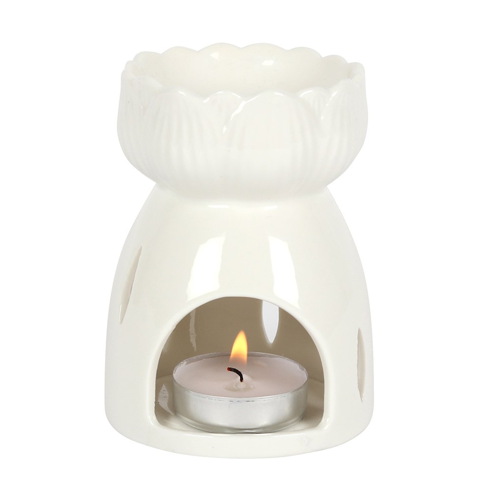 White Gloss Lotus Flower Oil Burner1