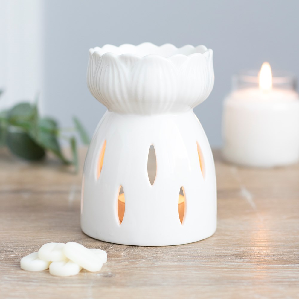White Gloss Lotus Flower Oil Burner3