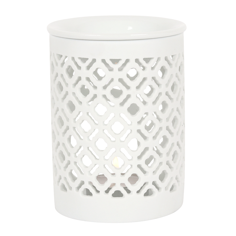 White Matte Lattice Cut Oil Burner1