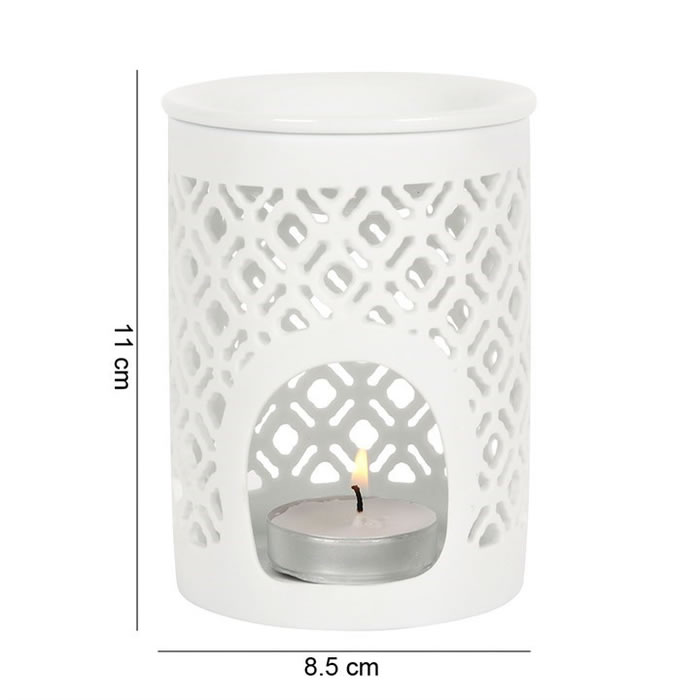 White Matte Lattice Cut Oil Burner4