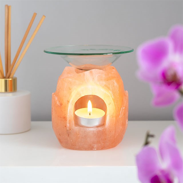 Lotus Flower Shaped Himalayan Salt Oil Burner2