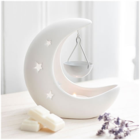 White Crescent Moon Hanging Oil Burner5