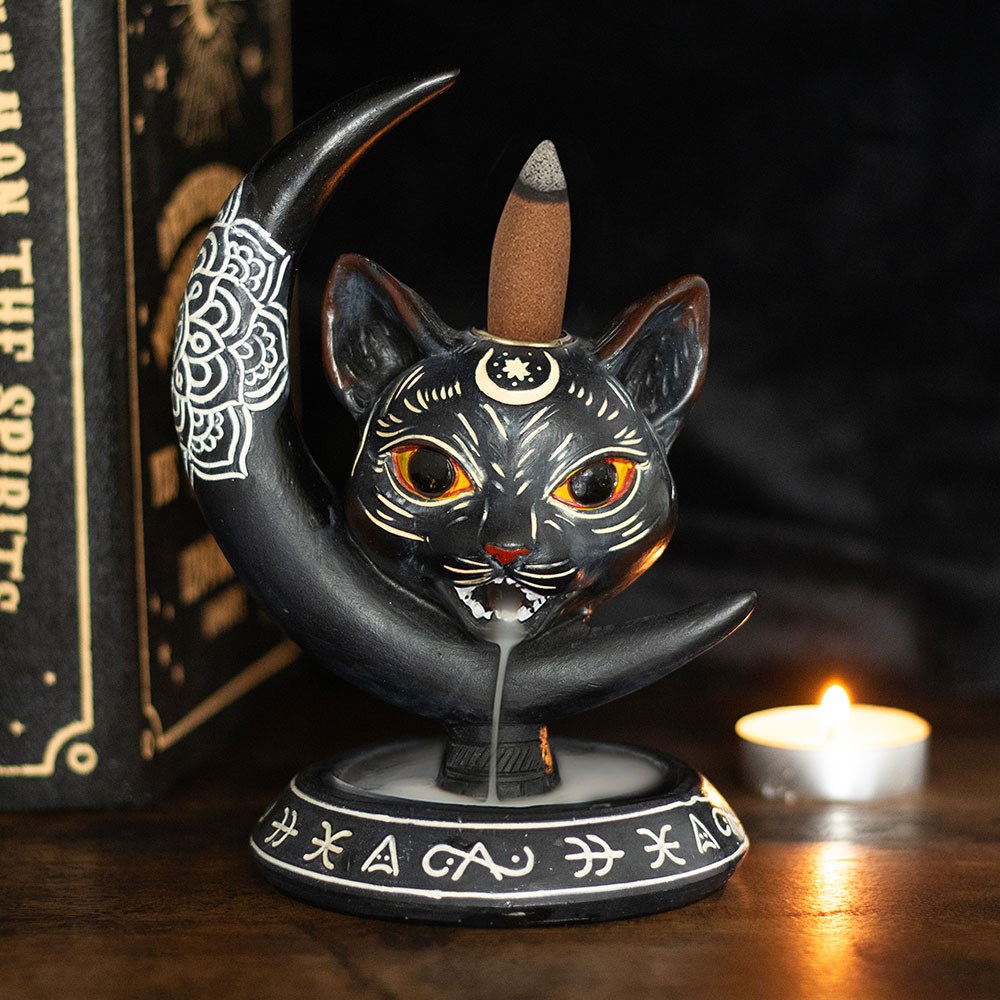 Black Cat Moon Backflow Incense Burner5