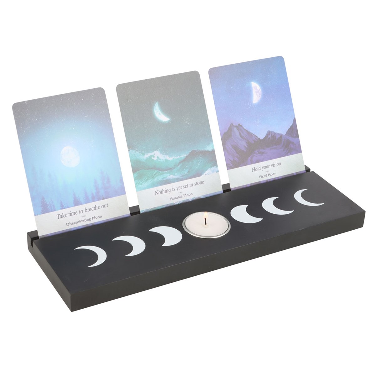 Black Moon Phase Tarot Card Stand Tealight Holder1