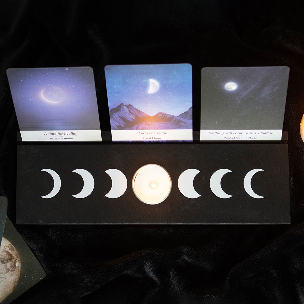 Black Moon Phase Tarot Card Stand Tealight Holder5