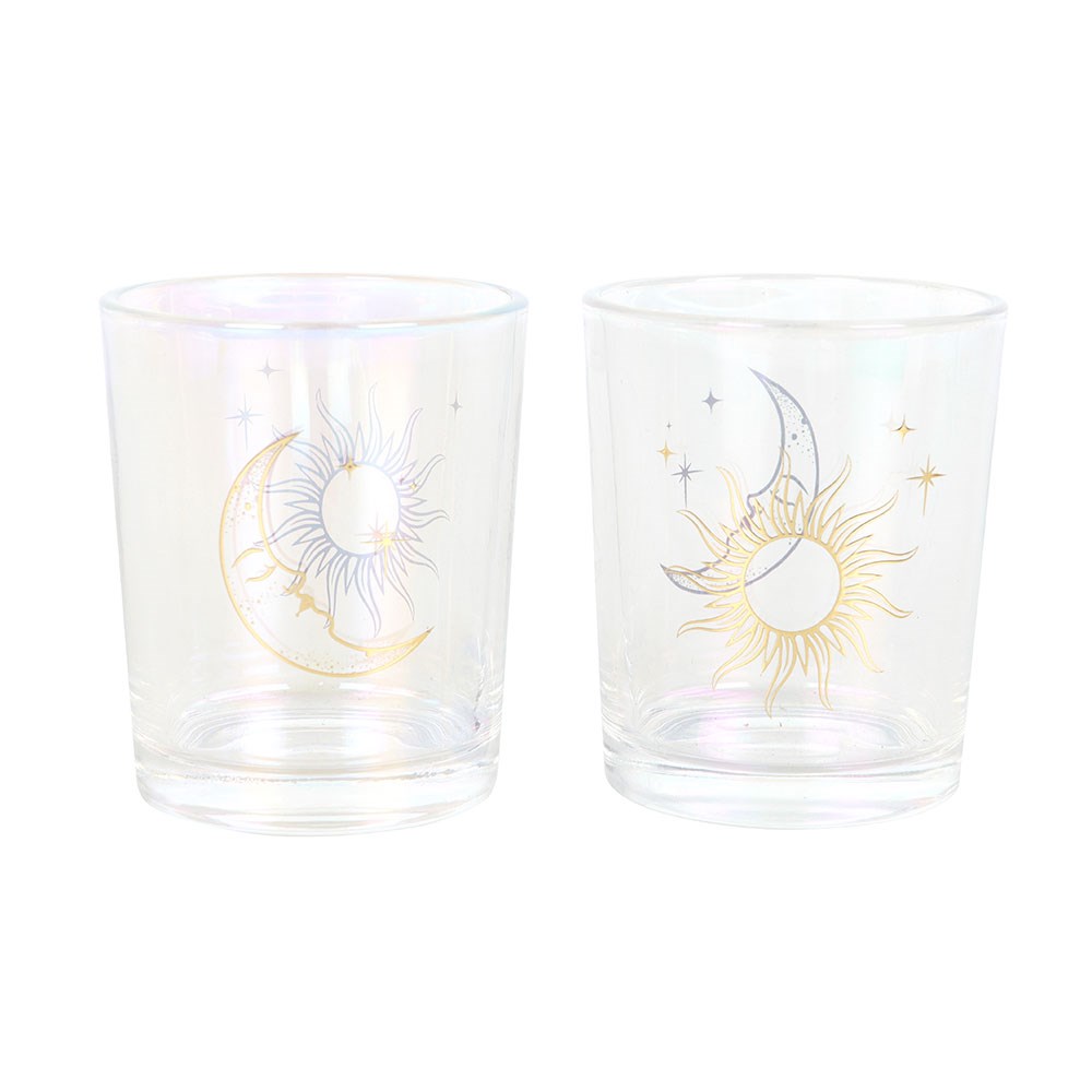 Iridescent Sun and Moon Votive Candle Holders1