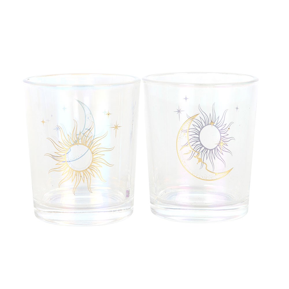 Iridescent Sun and Moon Votive Candle Holders2