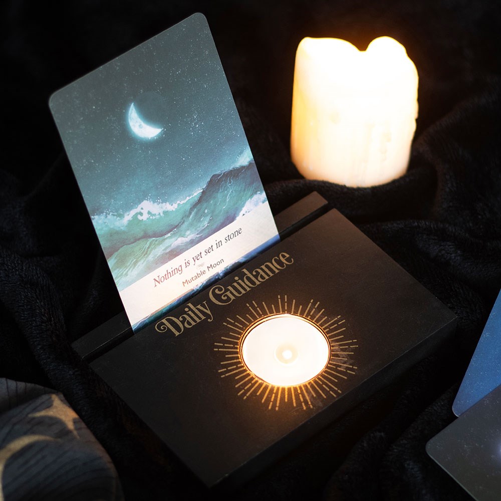 Black Daily Guidance Tarot Card Stand Tealight Holder5