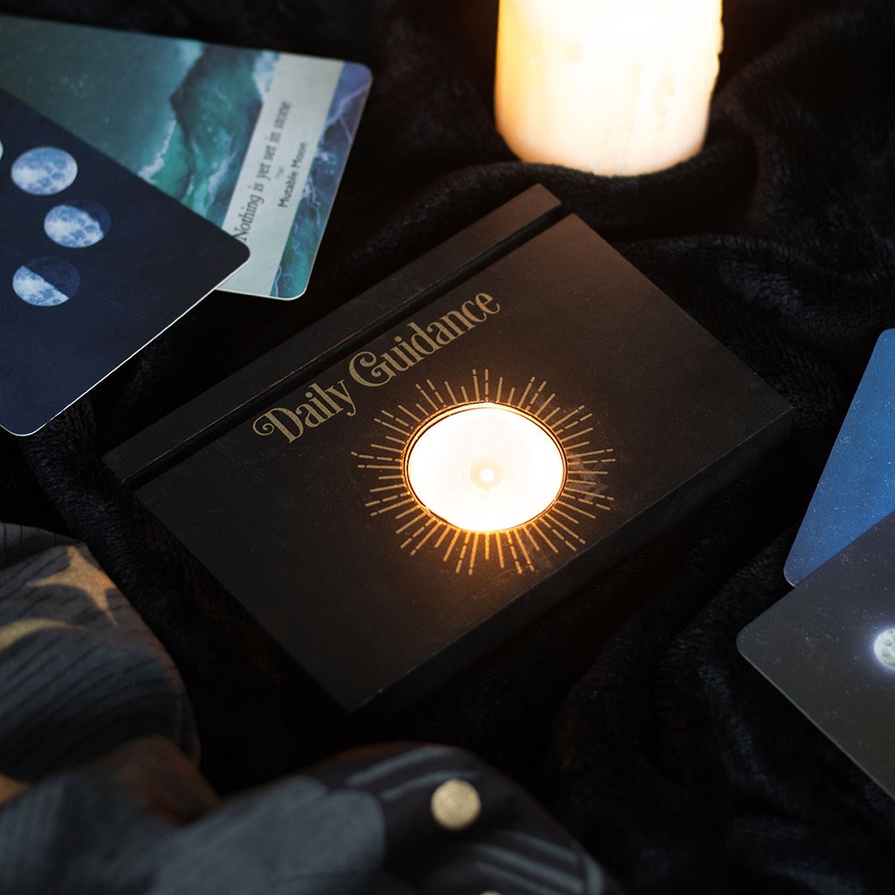 Black Daily Guidance Tarot Card Stand Tealight Holder6