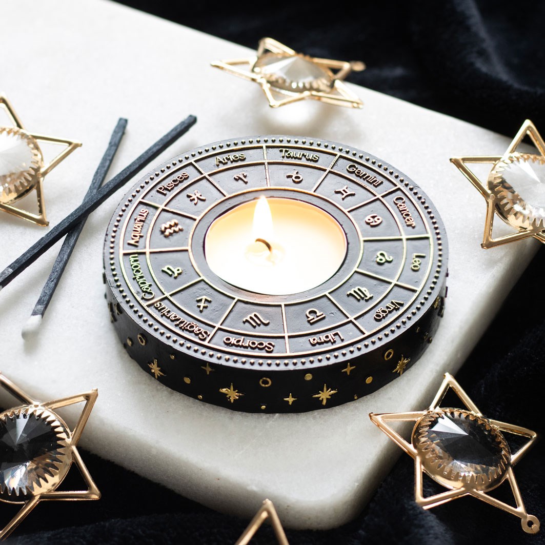 Astrology Wheel Tealight Candle Holder2