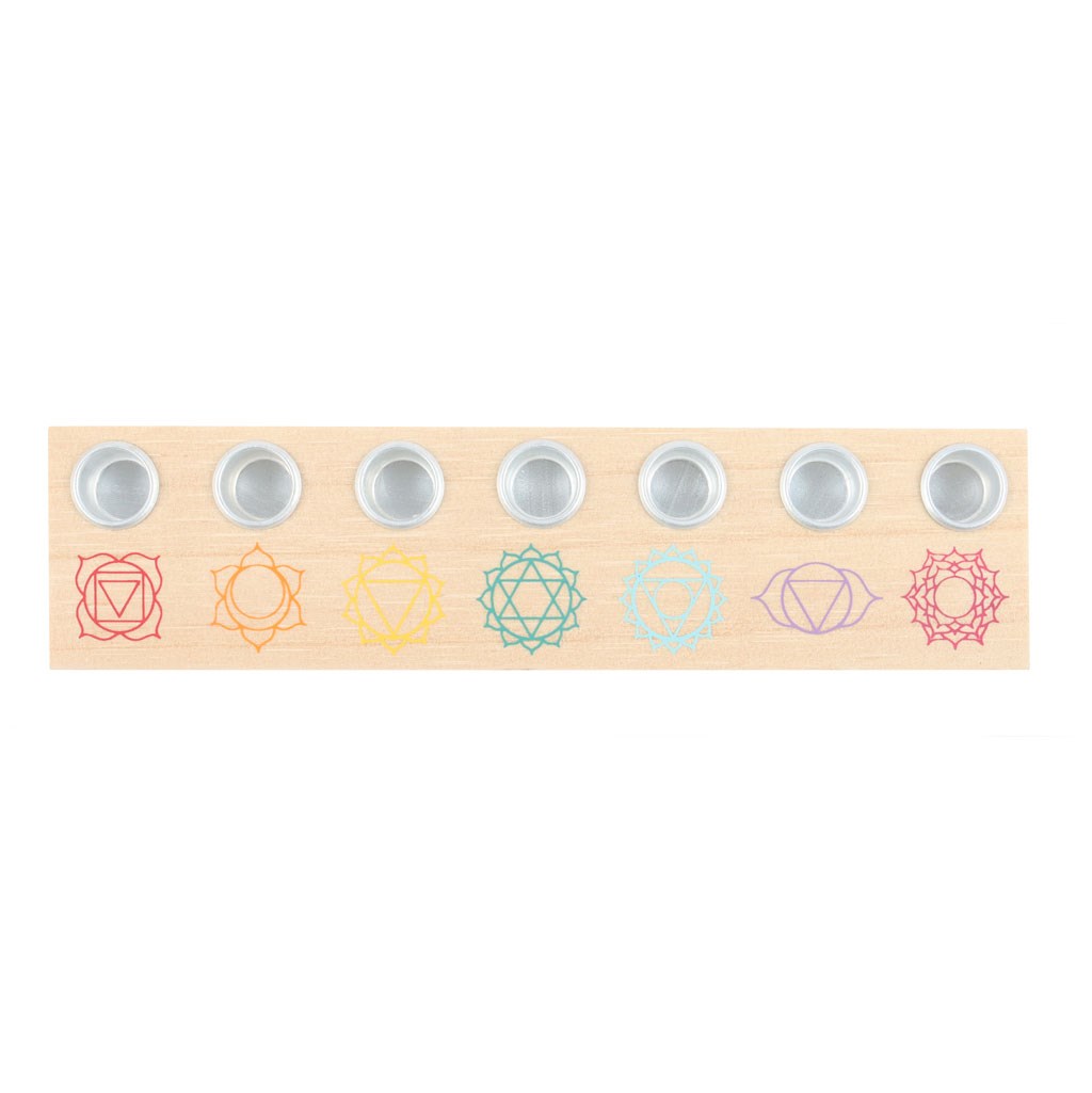 Seven Chakras Wooden Energy Candle Holder1