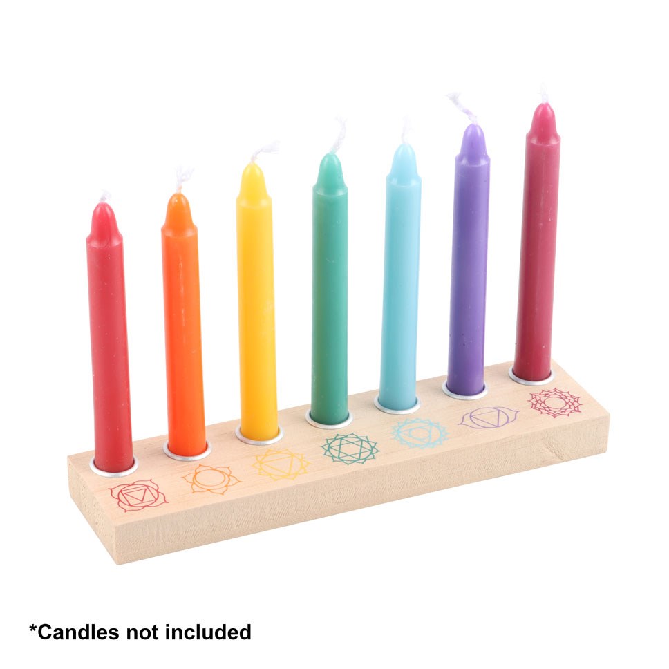 Seven Chakras Wooden Energy Candle Holder2