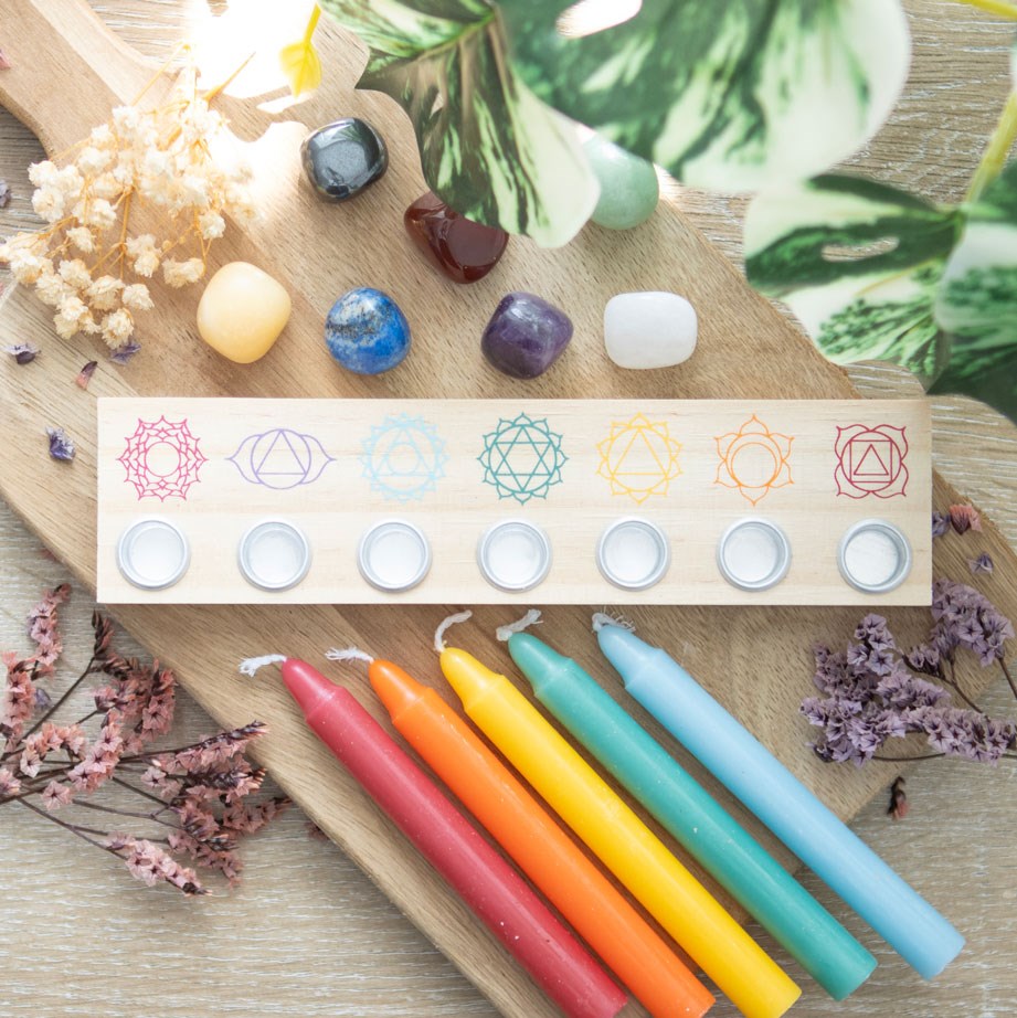 Seven Chakras Wooden Energy Candle Holder3