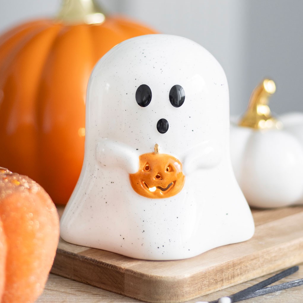 Ghost Shaped Tealight Candle Holder With Pumpkin3