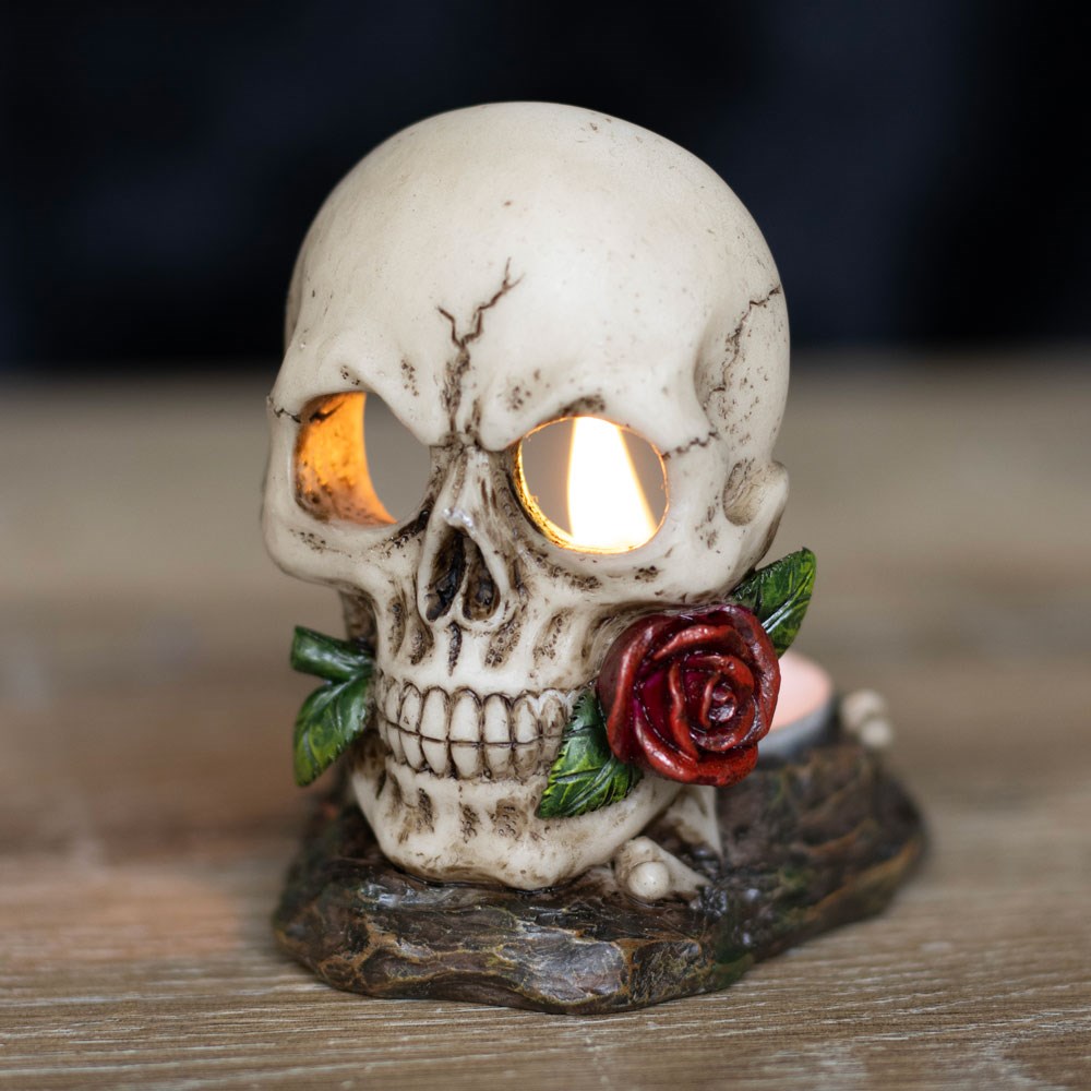 Skull Rose Tealight Holder3
