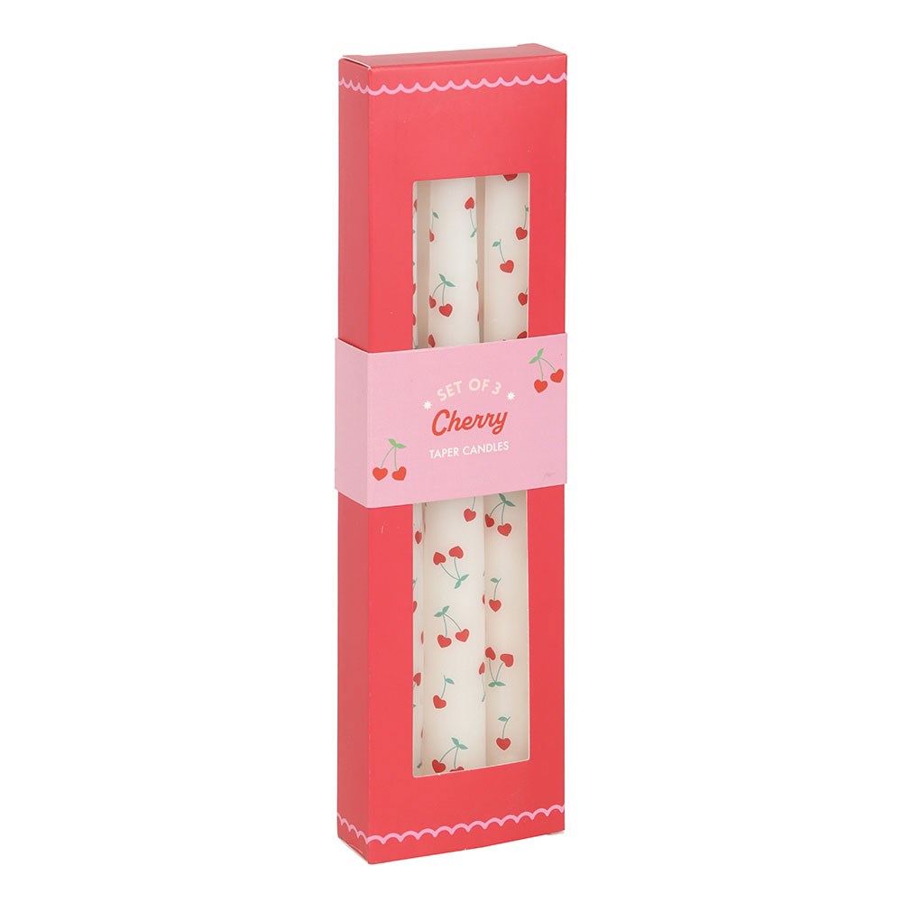 Set of 3 Heart Cherry Taper Candles3