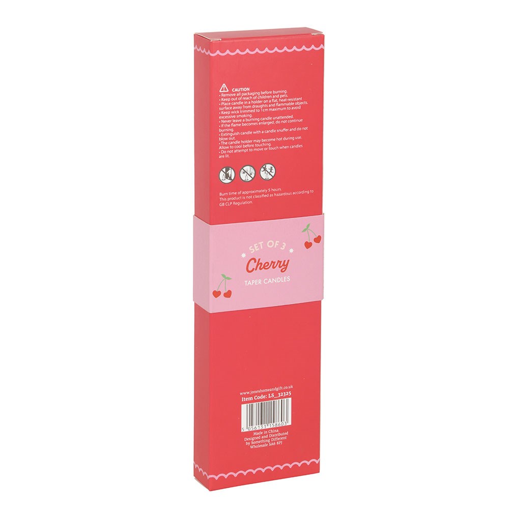 Set of 3 Heart Cherry Taper Candles6