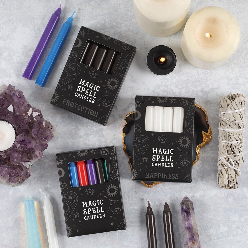 Set of 12 Black 'Protection' Spell Candles3
