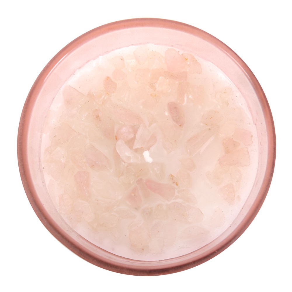 Gratitude Wild Rose Crystal Chip Candle1