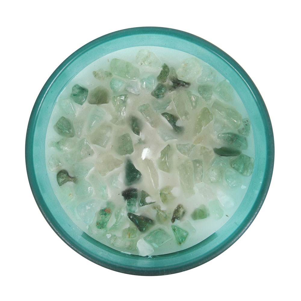 Heart Chakra Mint Crystal Chip Candle1