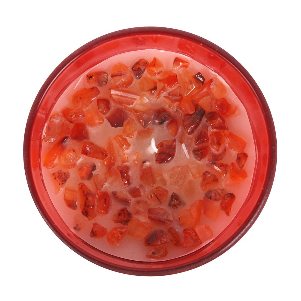 Root Chakra Strawberry Crystal Chip Candle1