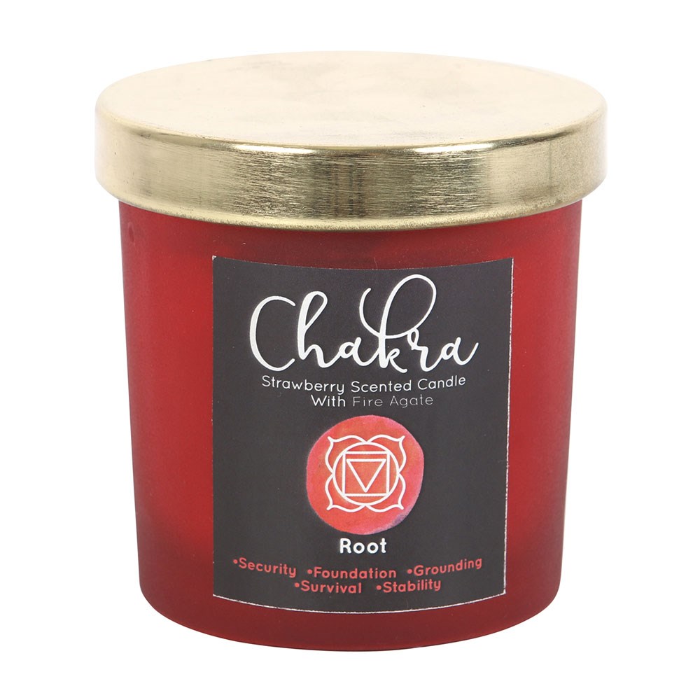 Root Chakra Strawberry Crystal Chip Candle2