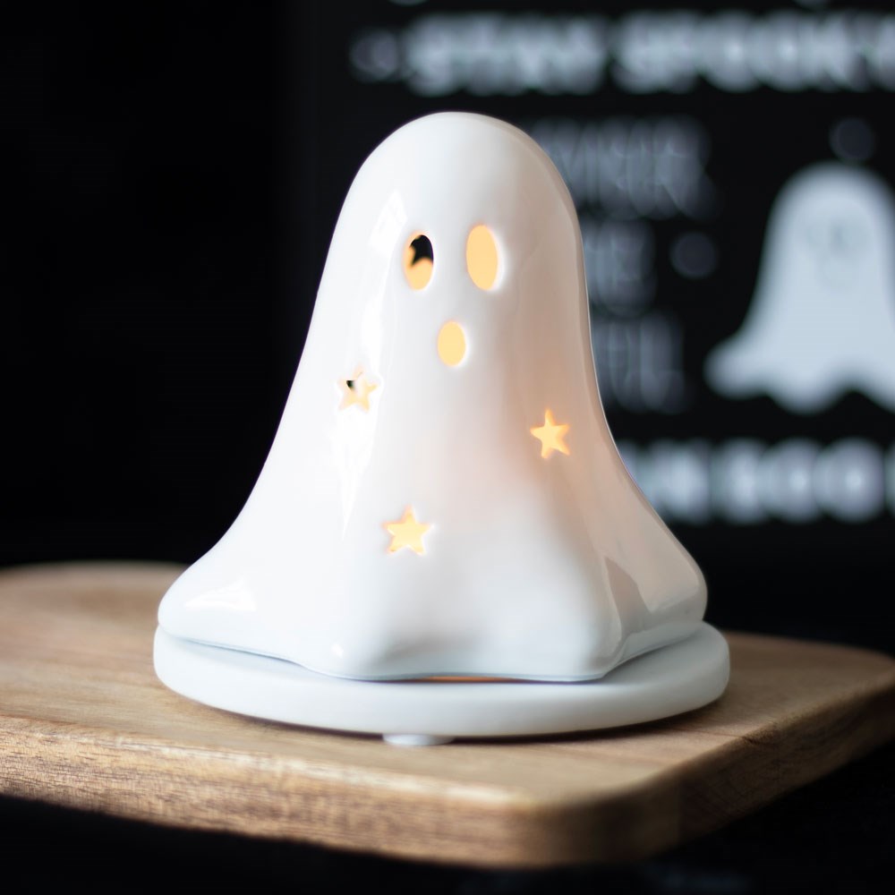 Ceramic Ghost Tealight & Incense Cone Holder1