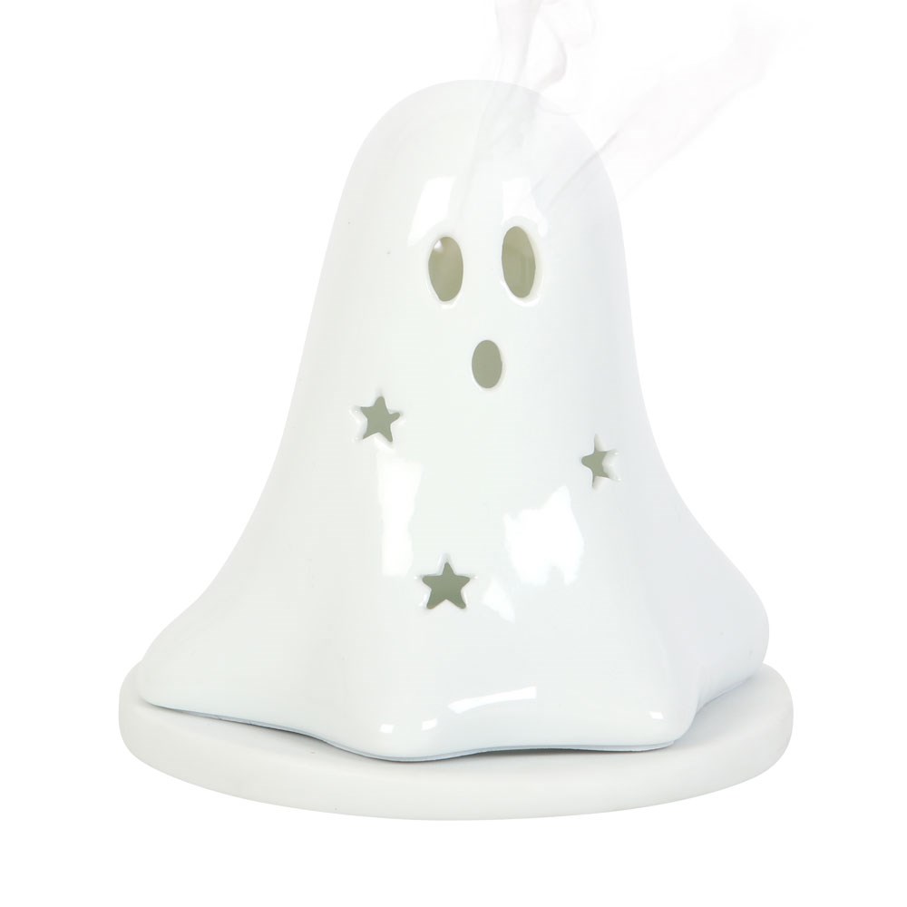 Ceramic Ghost Tealight & Incense Cone Holder3