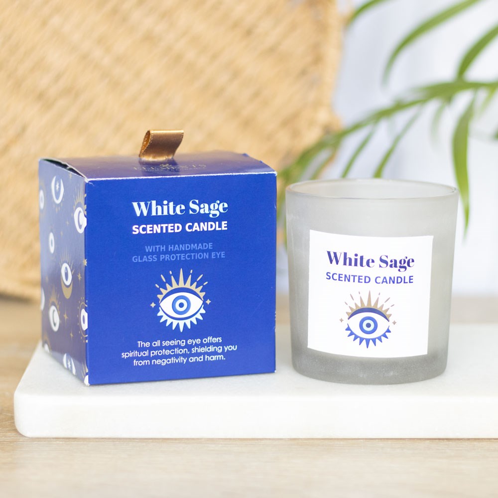 All Seeing Eye White Sage Crystal Chip Protection Candle5