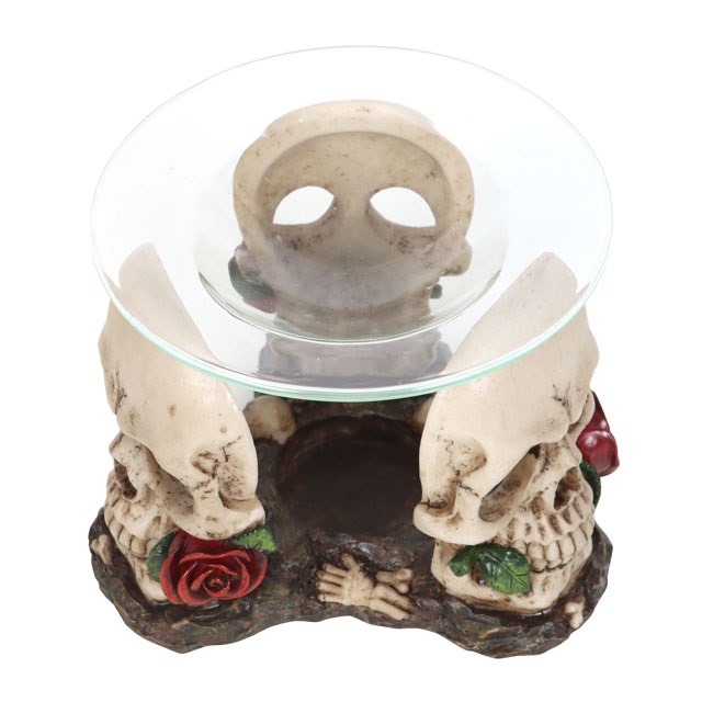 Resin and Glass Skull Rose Oil Burner2