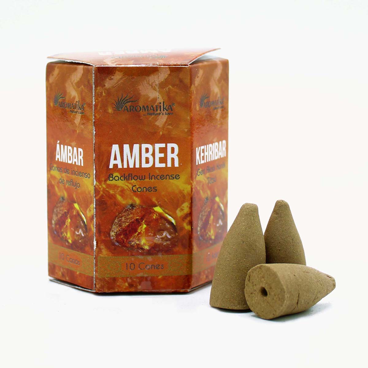 Pack of 10 Masala Backflow Incense Cones - Amber