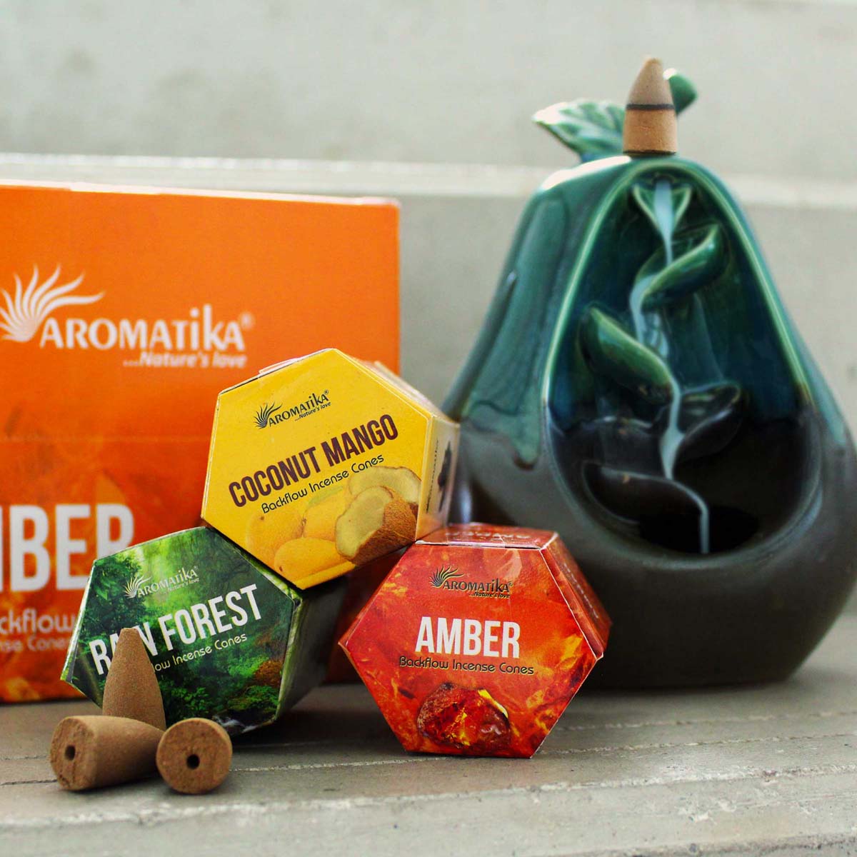 Pack of 10 Masala Backflow Incense Cones - Amber1