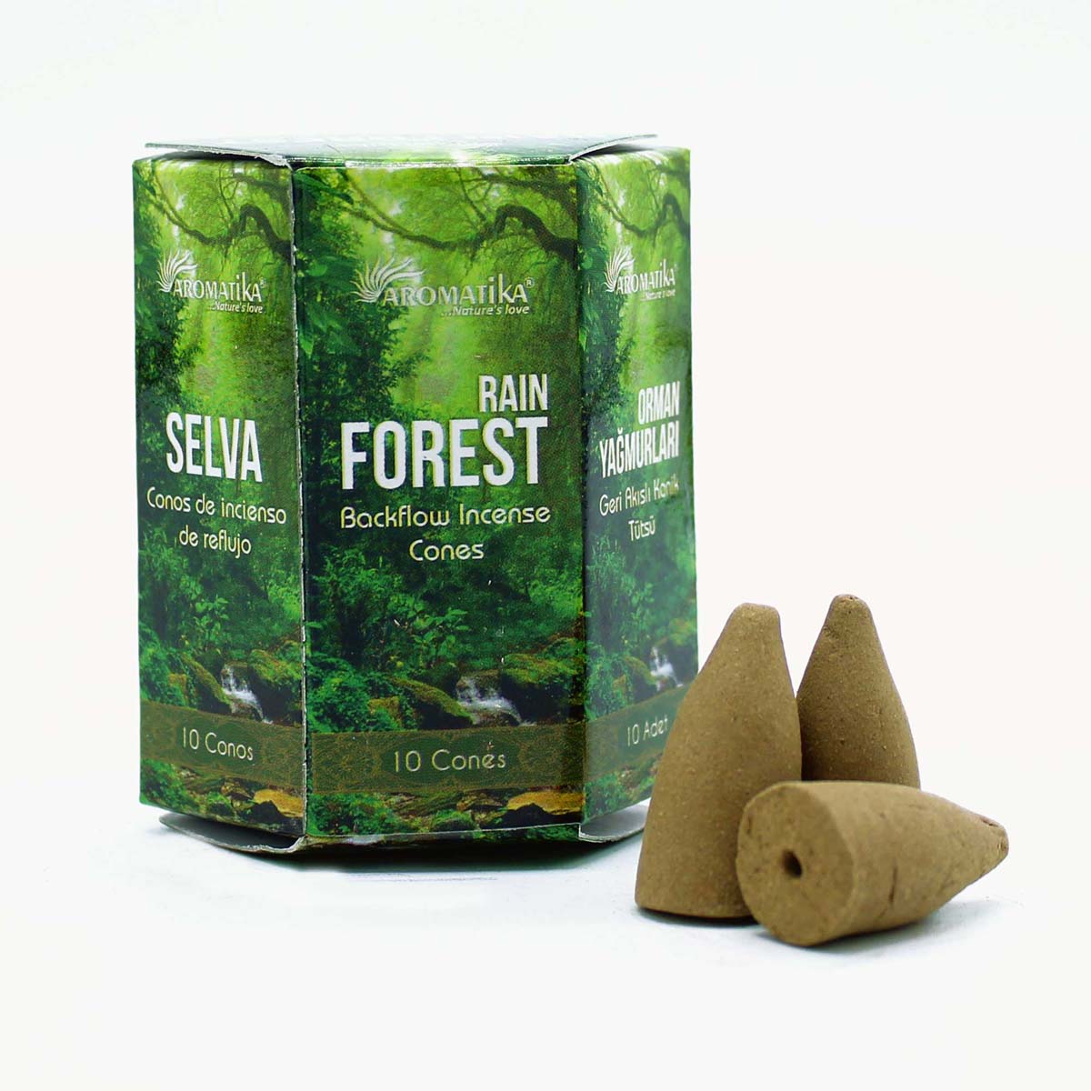 Pack of 10 Masala Backflow Incense Cones - Rain Forest
