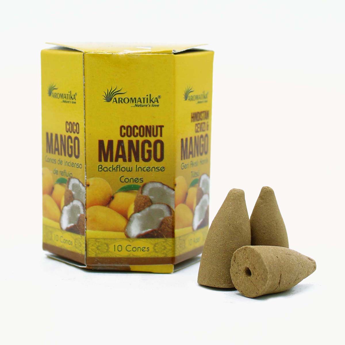 Pack of 10 Masala Backflow Incense Cones - Coconut & Mango