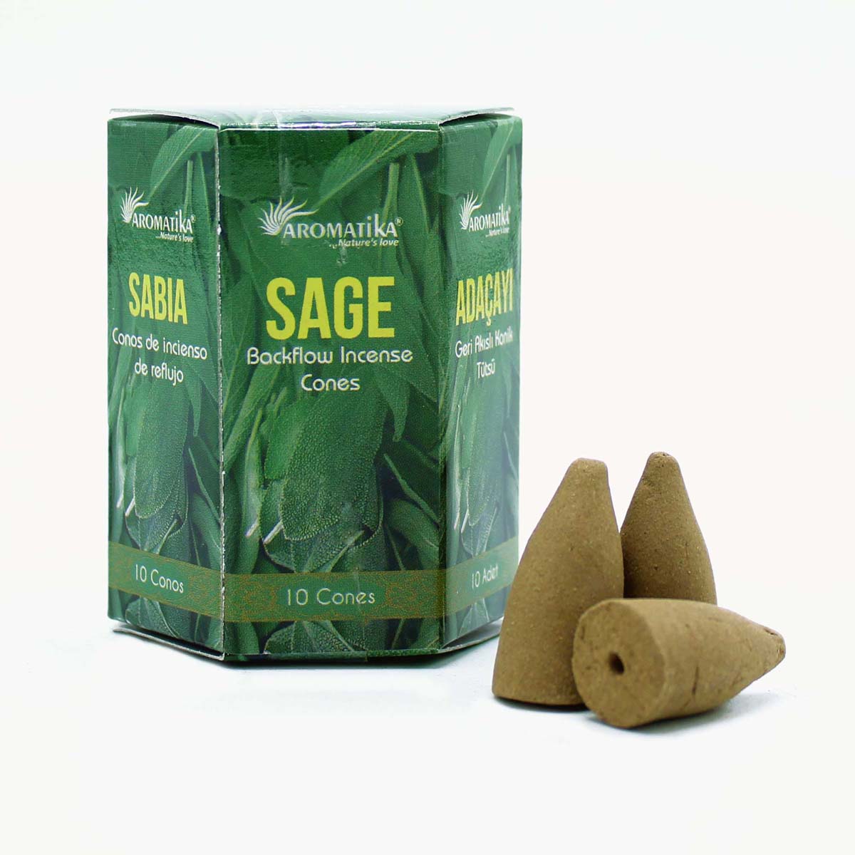 Pack of 10 Masala Backflow Incense Cones - Sage