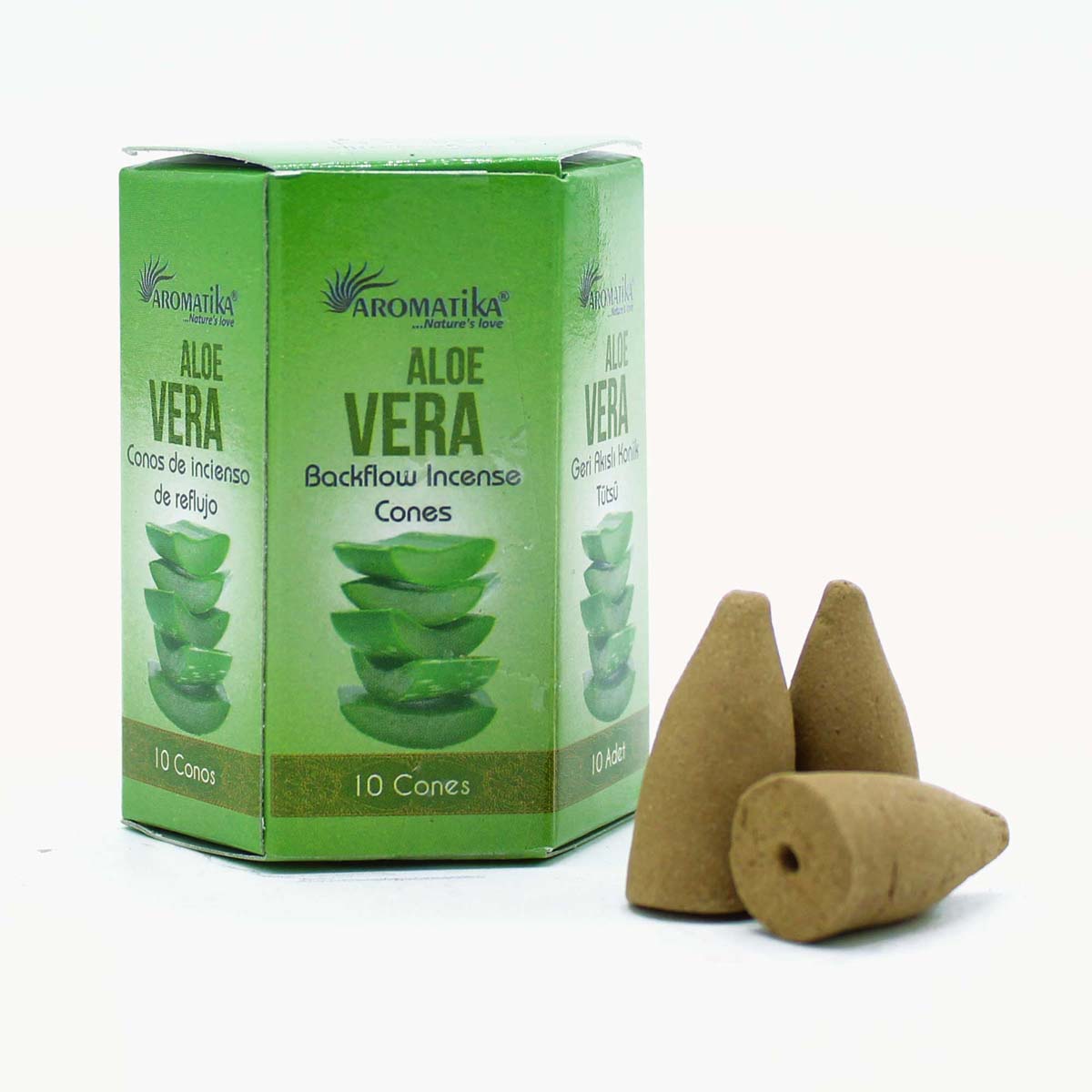 Pack of 10 Masala Backflow Incense Cones - Aloe Vera