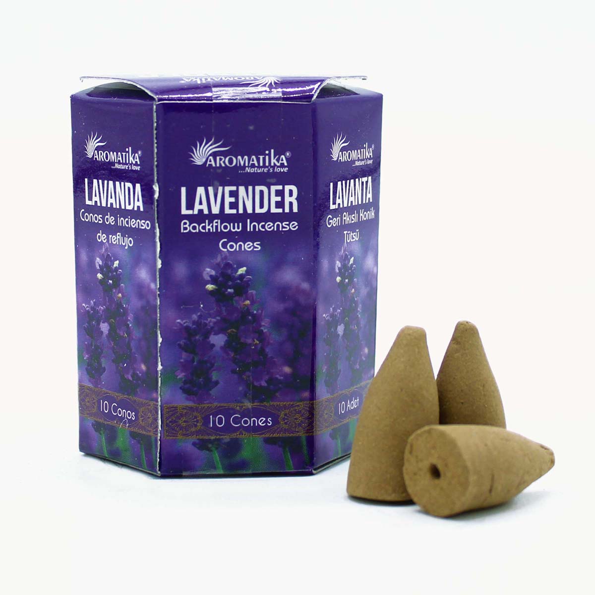 Pack of 10 Masala Backflow Incense Cones - Lavender