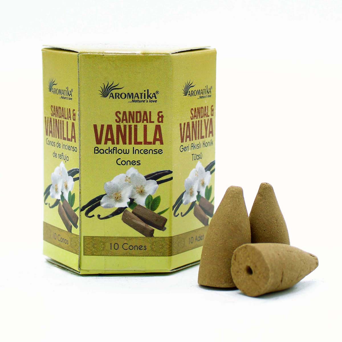 Pack of 10 Masala Backflow Incense Cones - Sandalwood & Vanilla
