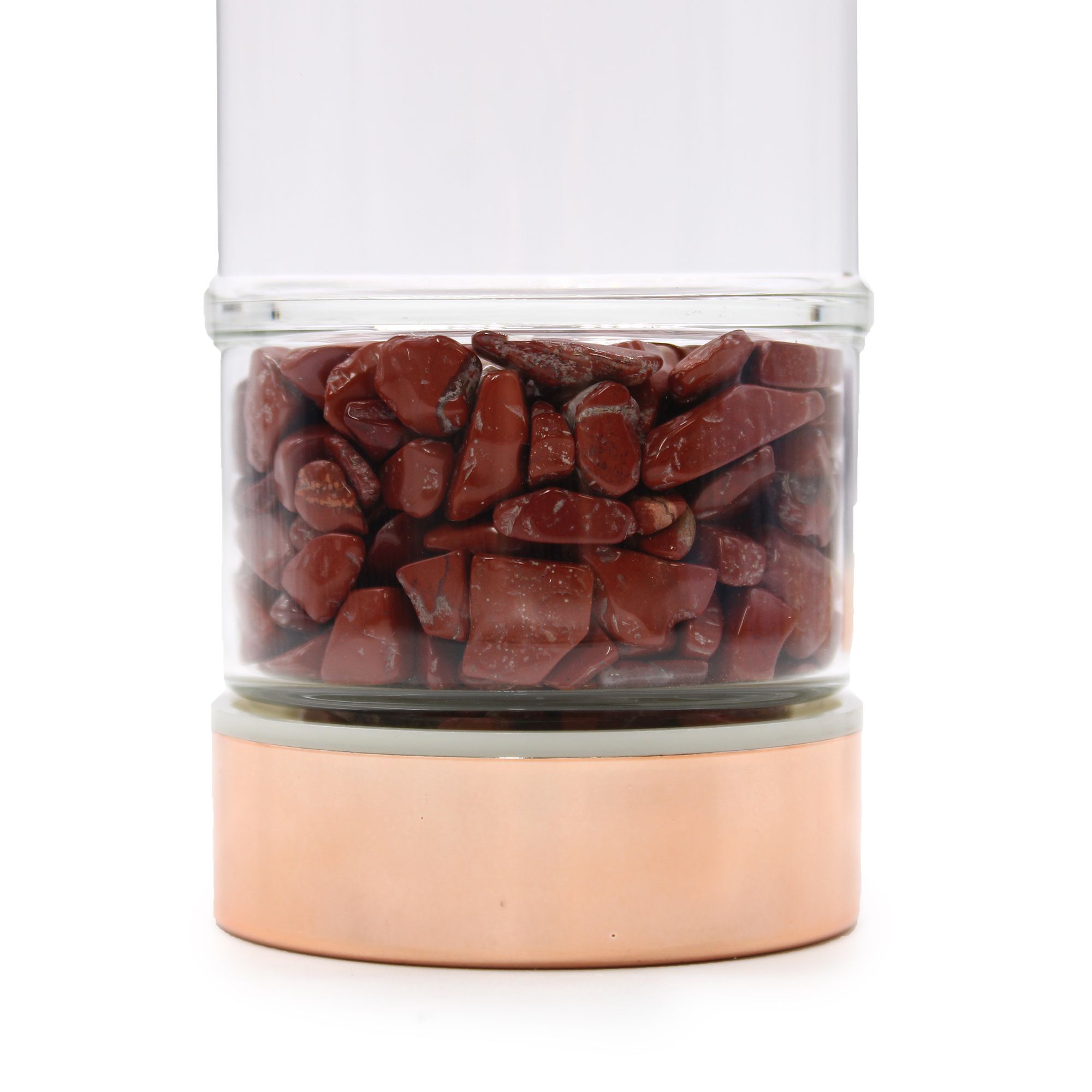 Crystal Glass Tea Infuser Bottle - Rose Gold - Red Jasper2