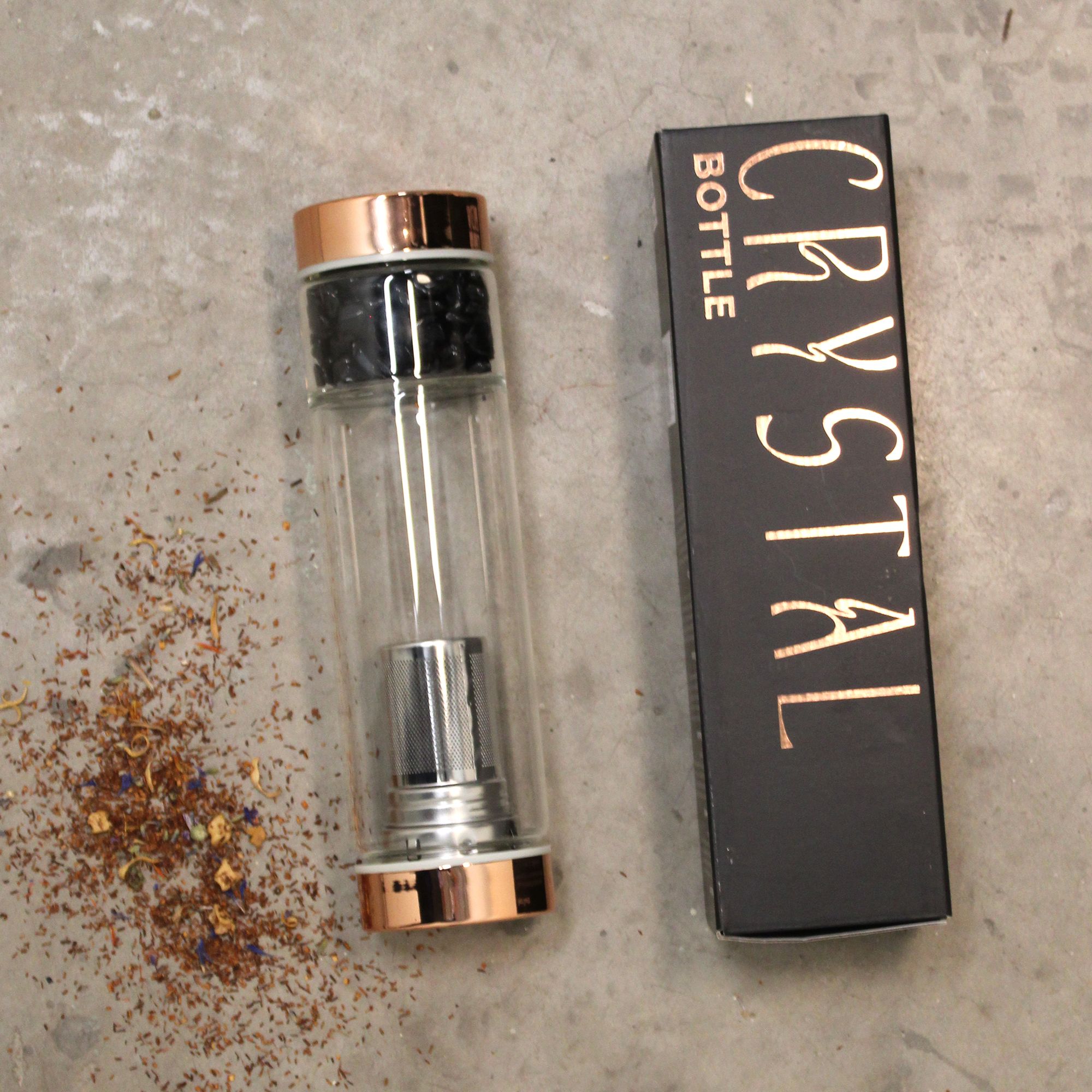 Crystal Glass Tea Infuser Bottle - Rose Gold - Onyx4
