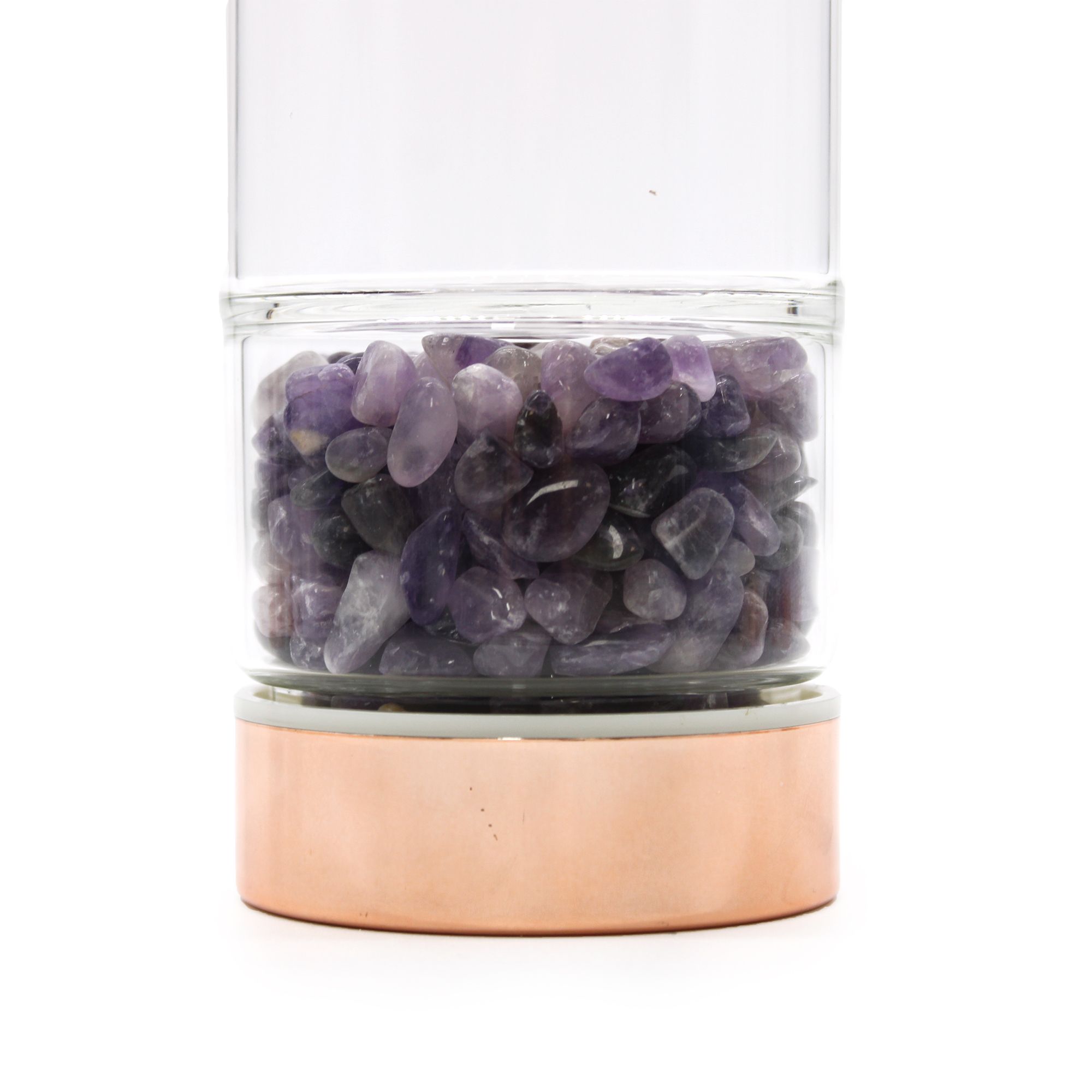 Crystal Glass Tea Infuser Bottle - Rose Gold - Amethyst2