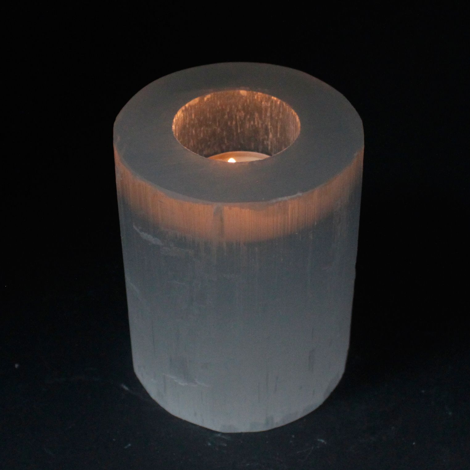 Selenite Cylinder Candle Holder - 10cm1