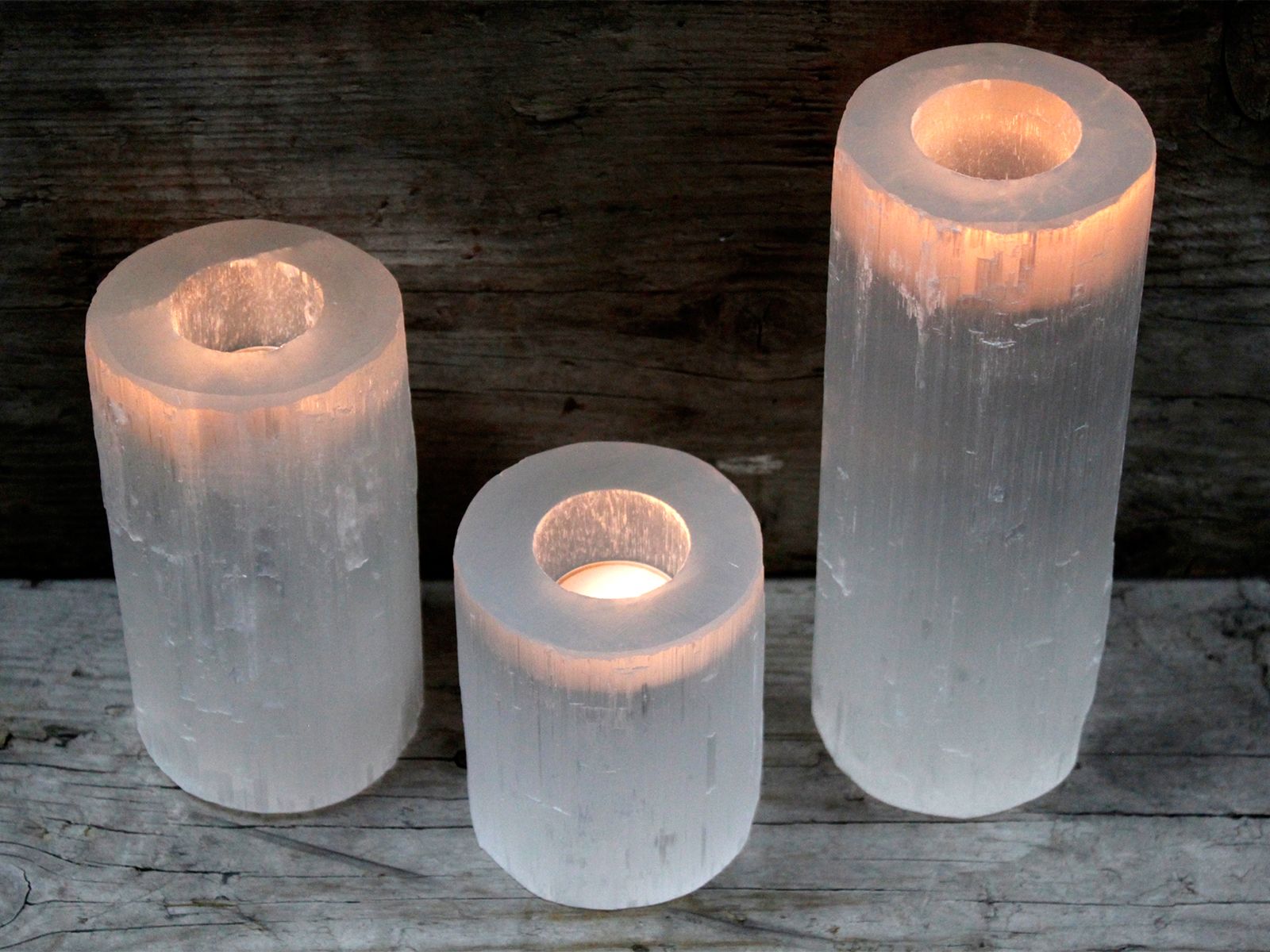 Selenite Cylinder Candle Holder - 10cm2