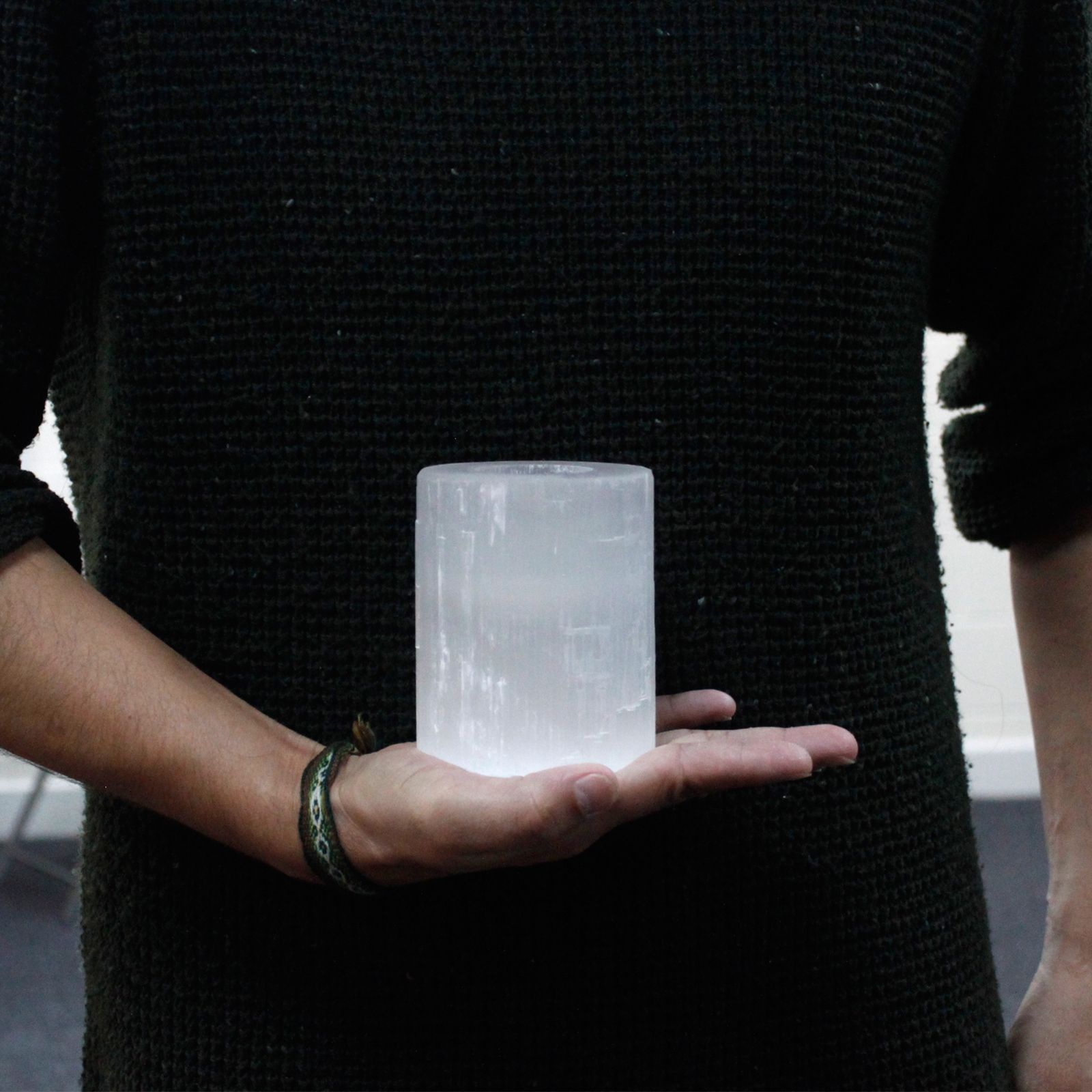 Selenite Cylinder Candle Holder - 10cm3