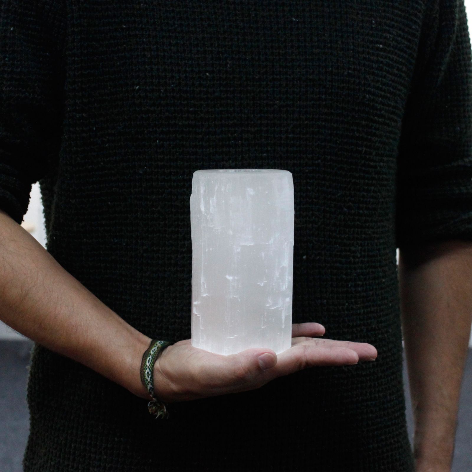 Selenite Cylinder Candle Holder - 15cm3